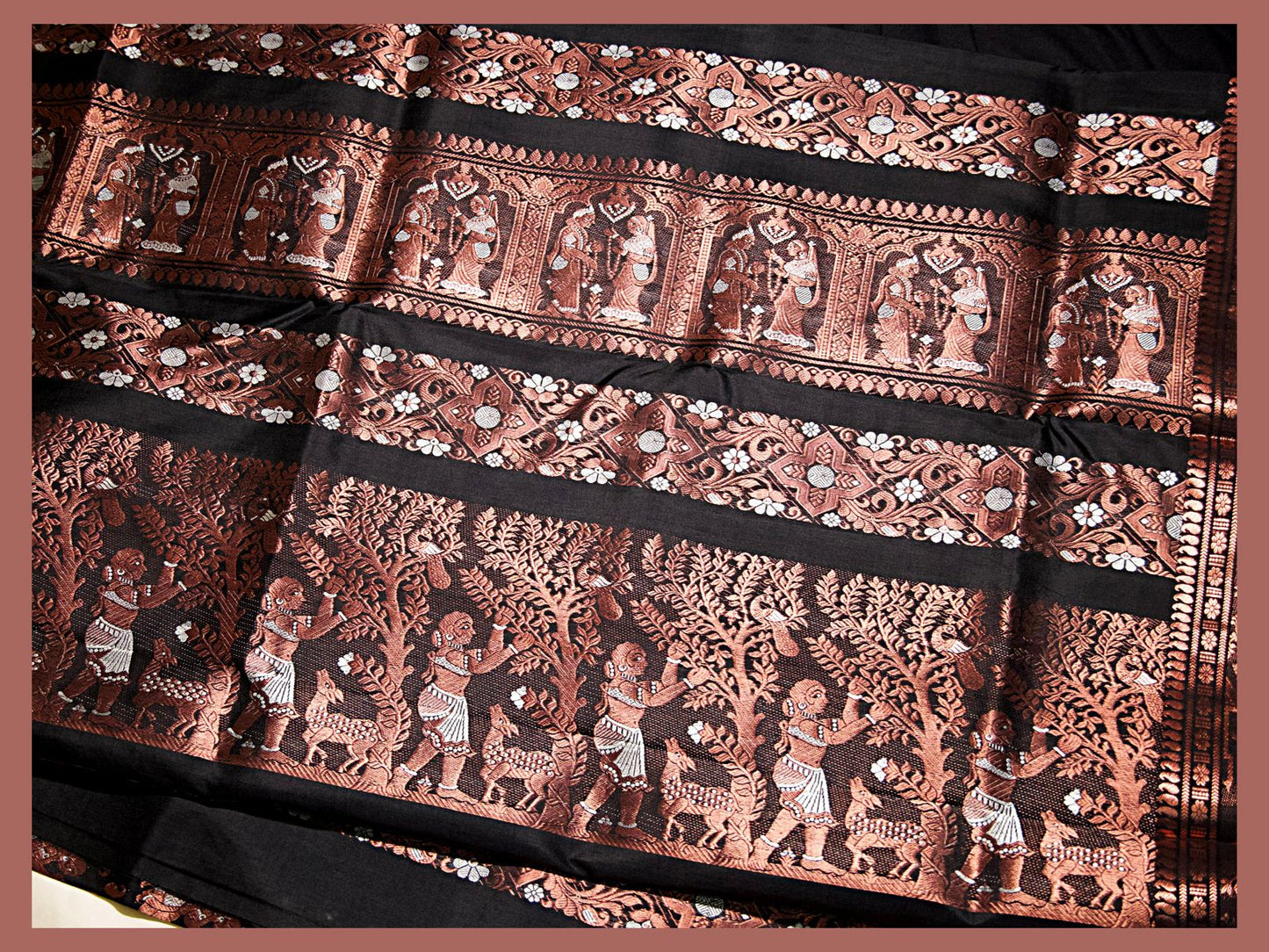 Black with copper thread work Saree