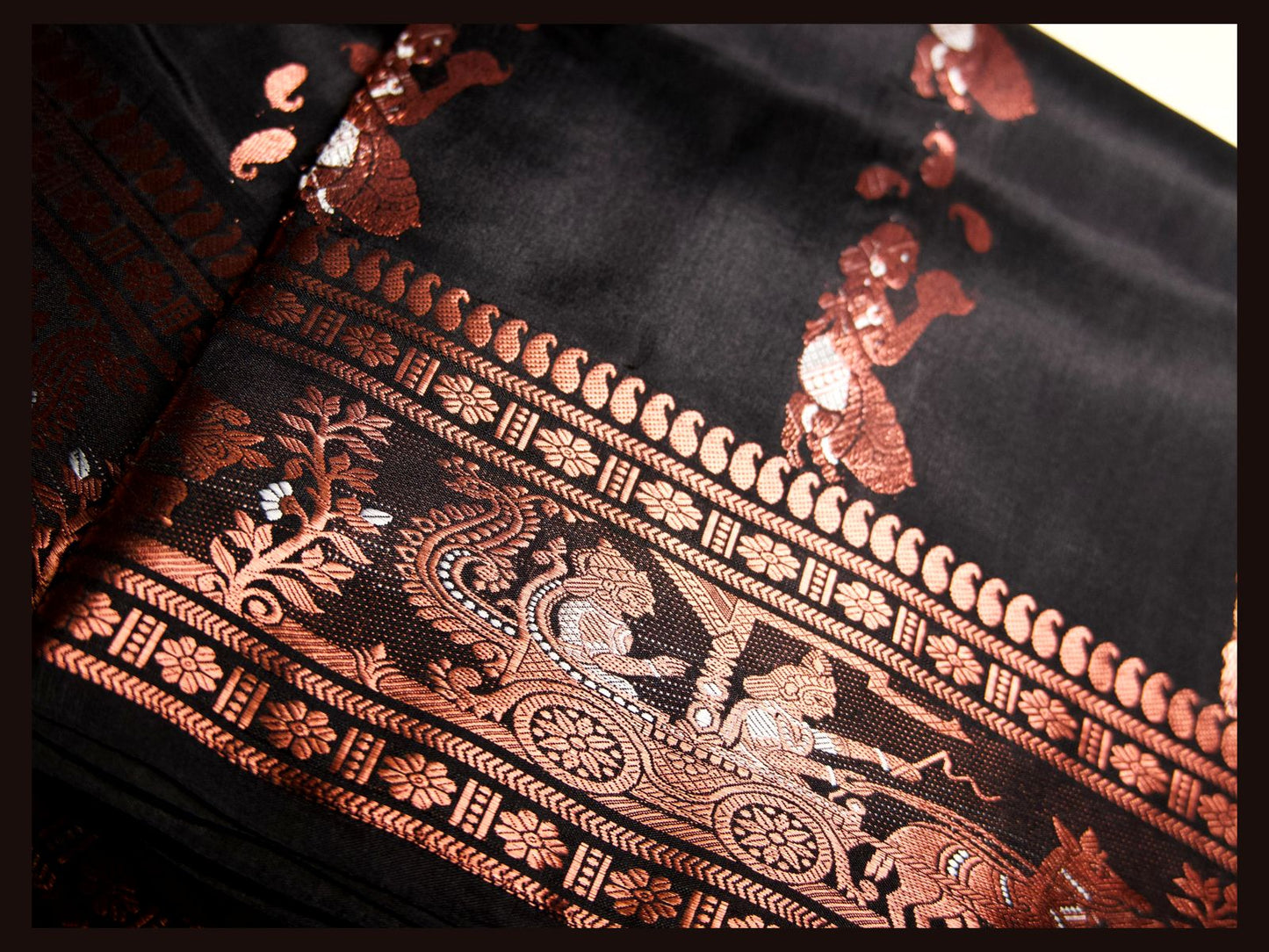 Black with copper thread work Saree