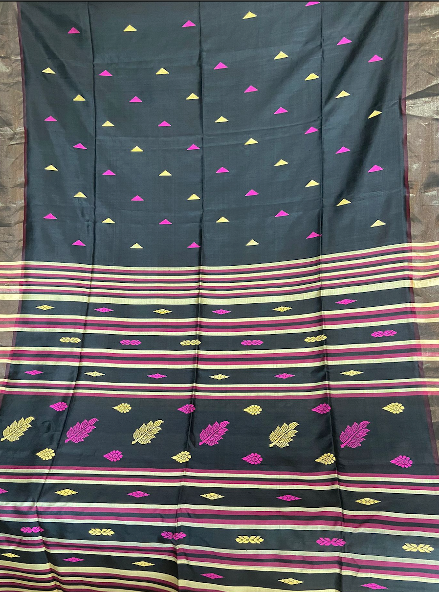 Black Katan Silk Saree